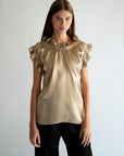 AMELIE - RUFFLED PURE SILK SATIN TOP