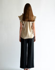AMELIE - RUFFLED PURE SILK SATIN TOP