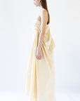 YASMINE creamy draped qown with detachable sleeve