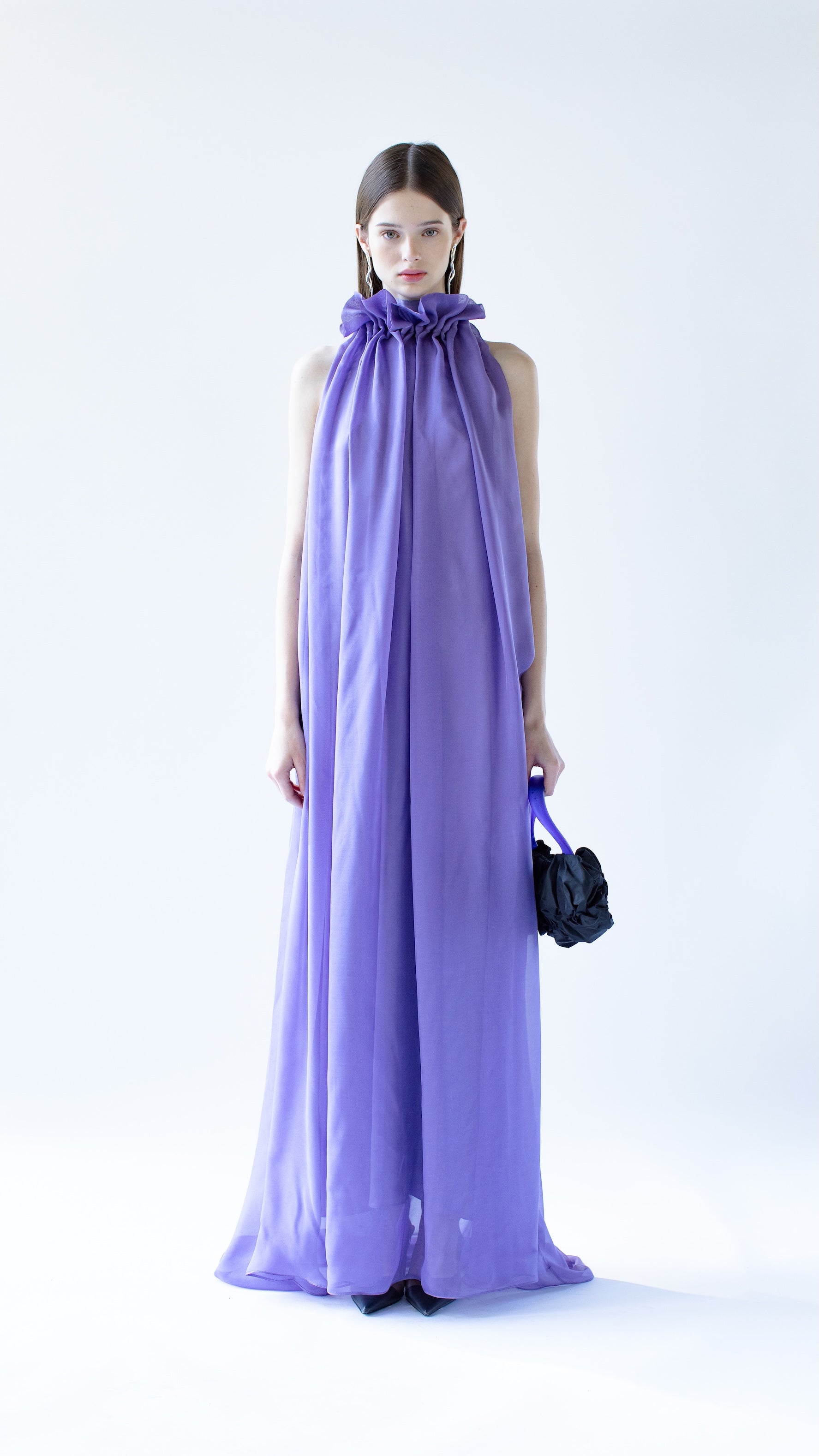 CHLOE ruffled silk chiffon gown with satin lining