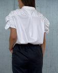 "IRIS" short sleeves ruffled cotton shirt