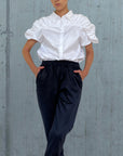 "IRIS" short sleeves ruffled cotton shirt