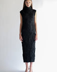 AISHA -  BLACK CRINCLED DRESS