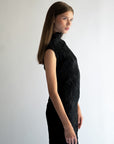 AISHA -  BLACK CRINCLED DRESS