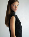 AISHA -  BLACK CRINCLED DRESS