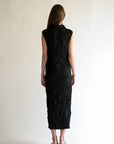 AISHA -  BLACK CRINCLED DRESS
