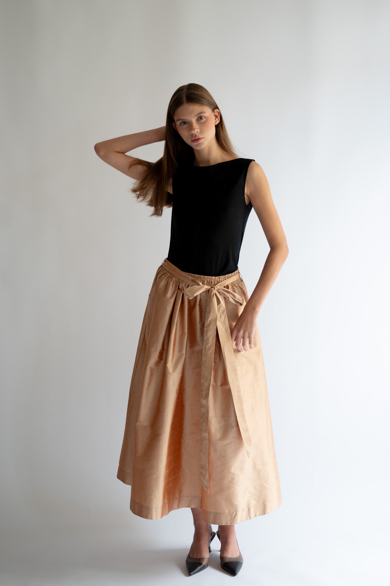 CATHRINE pure silk taffeta skirt