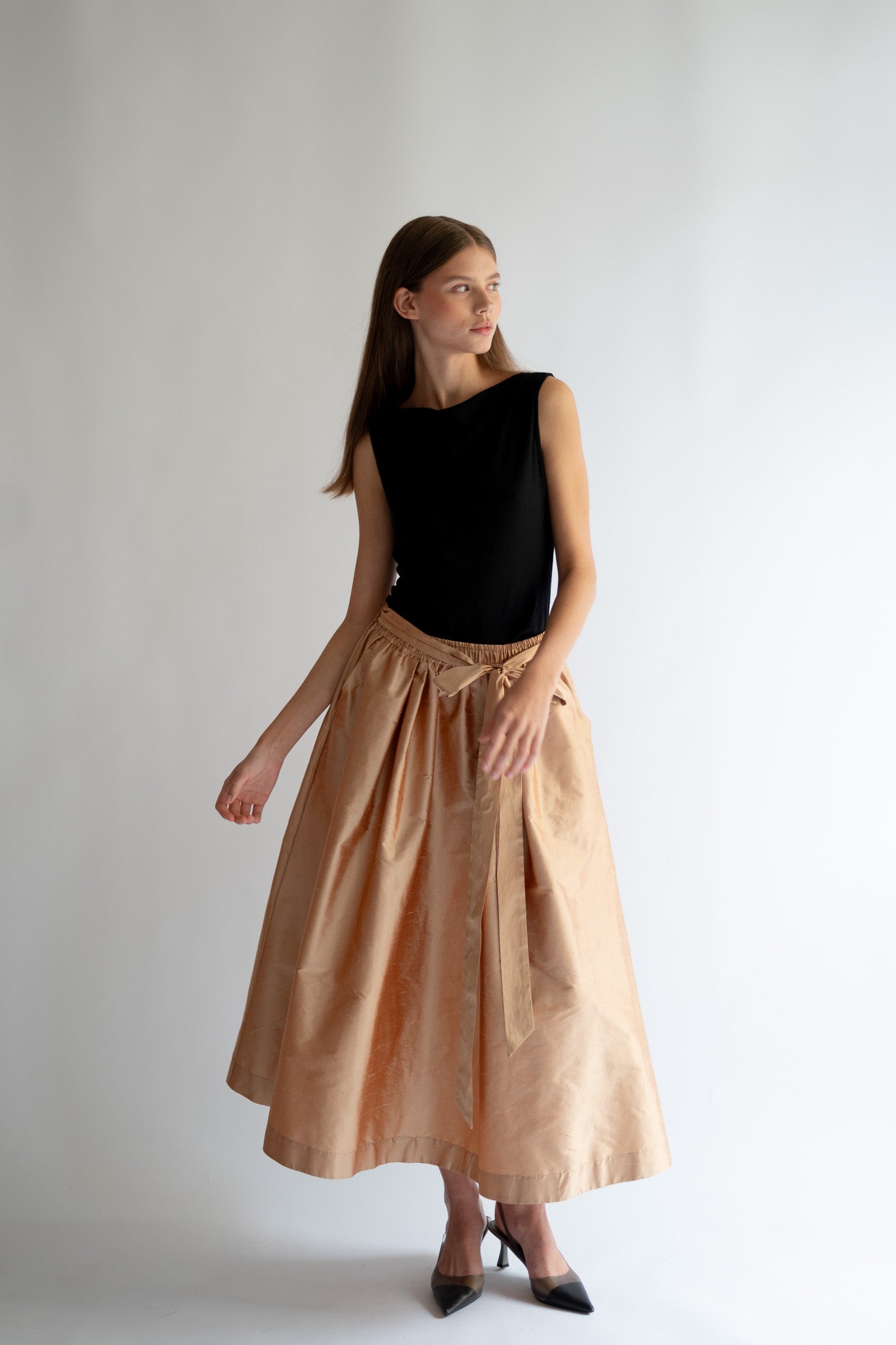 CATHRINE pure silk taffeta skirt