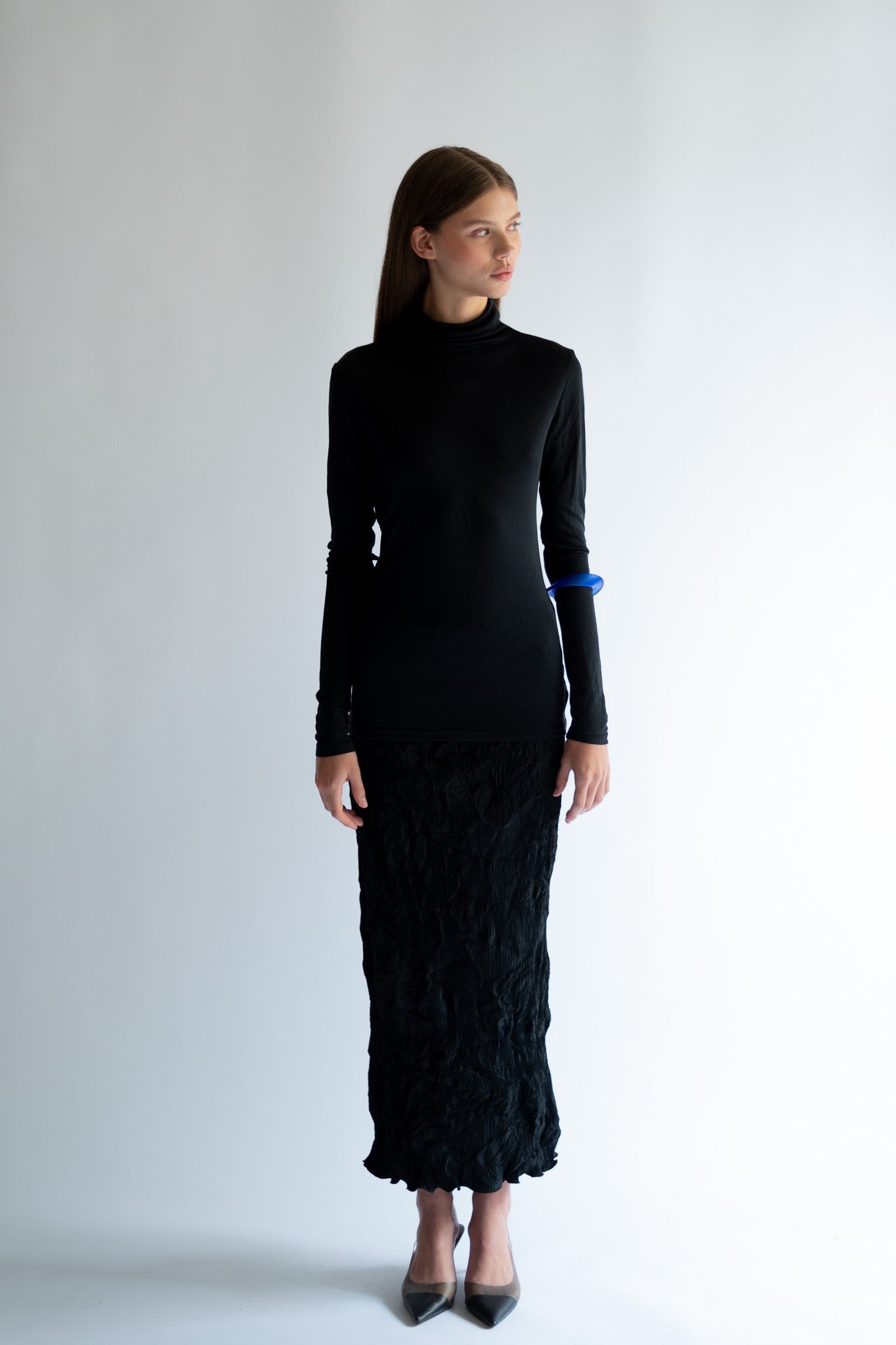 NOLA pure silk jersey turtleneck top