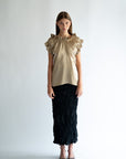 AMELIE - RUFFLED PURE SILK SATIN TOP