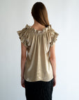 AMELIE - RUFFLED PURE SILK SATIN TOP