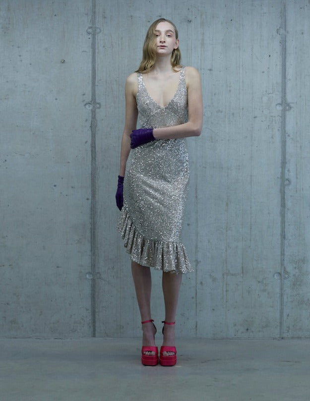 ASYMMETRIC SEQUIN DRESS "AGATHA"