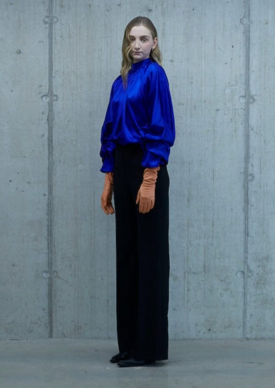 SILK SATIN DRAPED BLOUSE