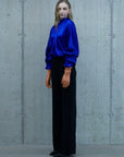 SILK SATIN DRAPED BLOUSE