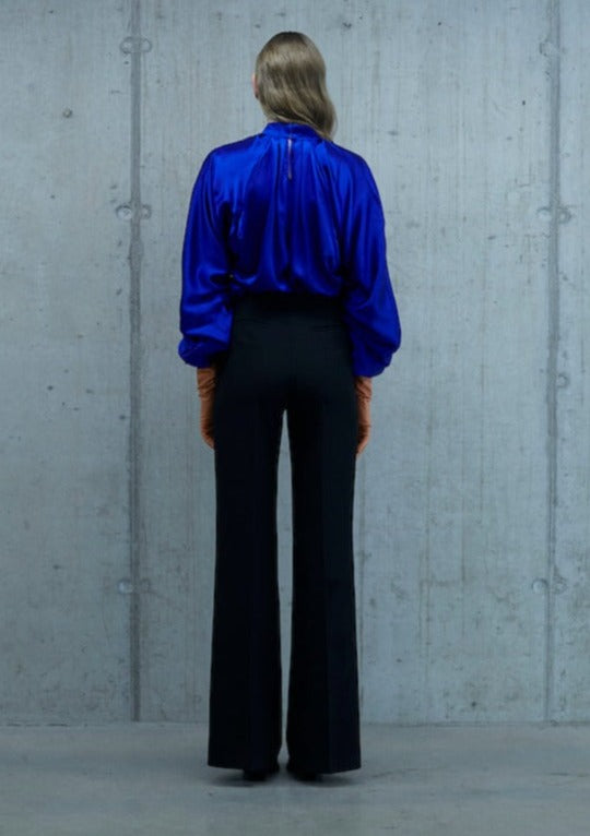 SILK SATIN DRAPED BLOUSE