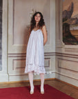 WHITE BOBIN LACE COTTON DRESS