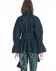 BLACK TWILL/DOBBY COTTON RIBBON BELT SHIRT