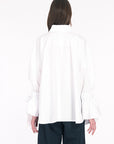 WHITE POPLIN RIBBON BELT SHIRT