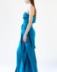 AZAYA draped silk taffeta gown