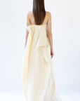 YASMINE creamy draped qown with detachable sleeve