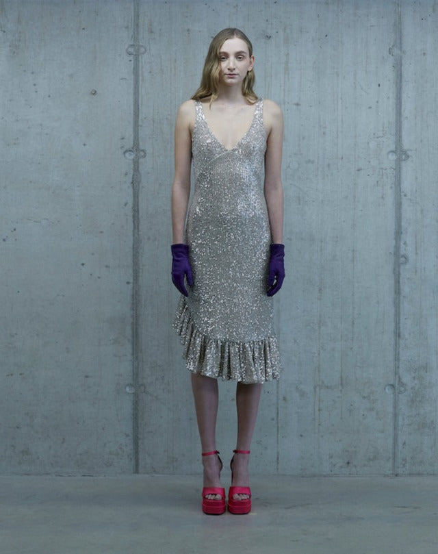 ASYMMETRIC SEQUIN DRESS "AGATHA"