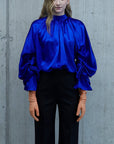 SILK SATIN DRAPED BLOUSE