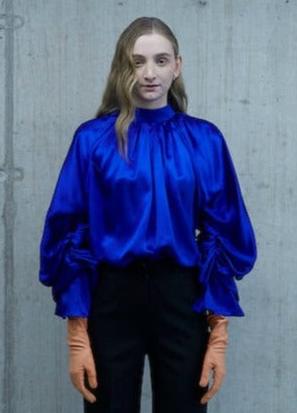 SILK SATIN DRAPED BLOUSE