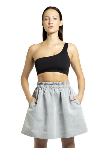 GREY LINEN&COTTON SKIRT